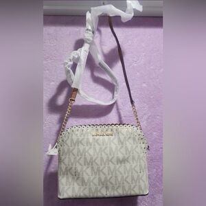 Michael Kors Beige and Gold Crossbody Bag